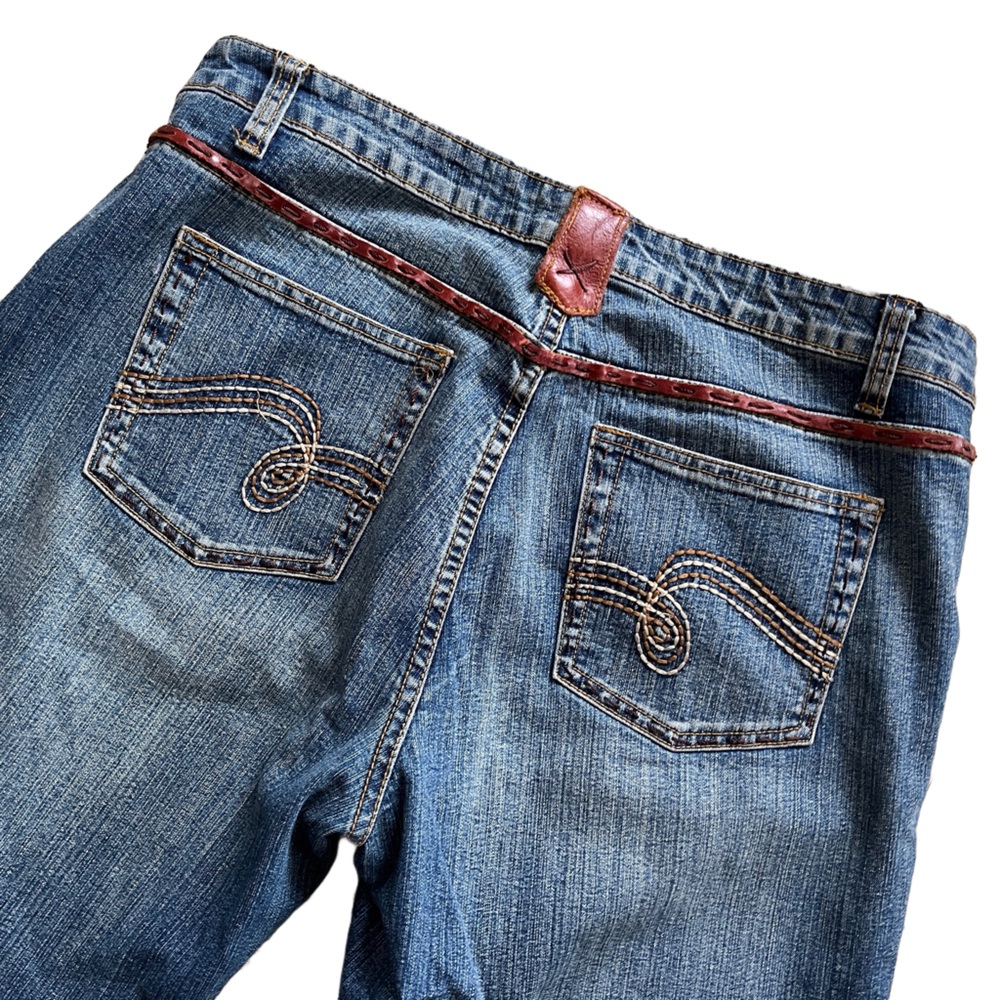 Cache Creek Jeans western style faux leather accents size 12 stretchy midrise